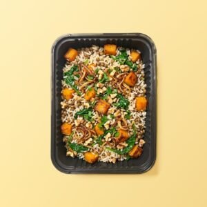 Arroz salteado con calabaza y espinaca
