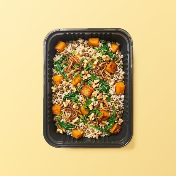 Arroz salteado con calabaza y espinaca