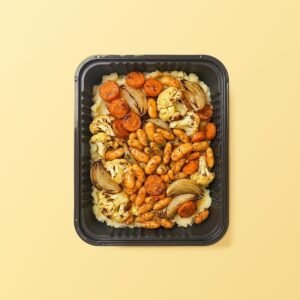 Vegetales asados con porotos blancos