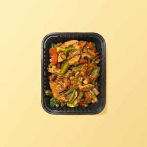 Wok de pollo con garbanzos